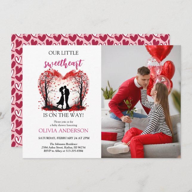 Convites Uma Festa de Namorados para um Pequeno Querido  (Frente/Verso)