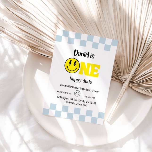 Convites Uma festa de primeiro aniversario Feliz - Bonita e (Criador carregado)