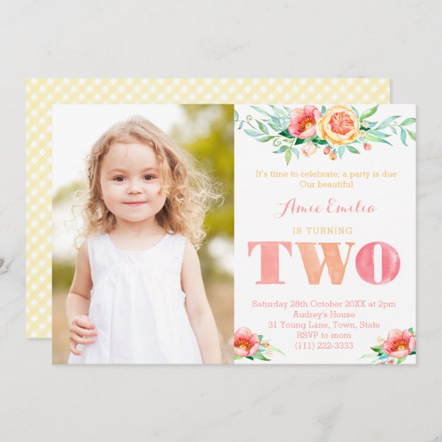 Convites Uma festa é devida, fazendo dois anos, segundo ani (Frente/Verso)