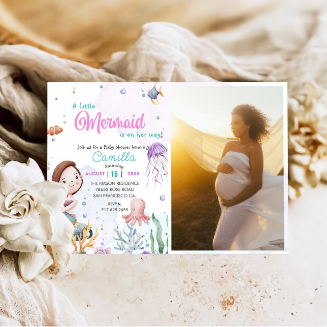 Convites Uma Foto Da Festa De Chá de fraldas De Sereia (Criador carregado)