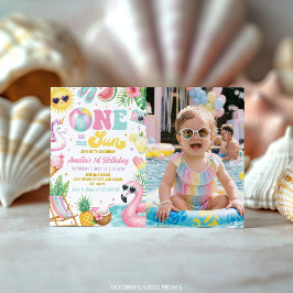 Convites Uma Foto de Aniversário de Festa de Verão na Pisci