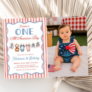 Convites Uma Foto Patriótica de Aniversário de 1 Ano de um 