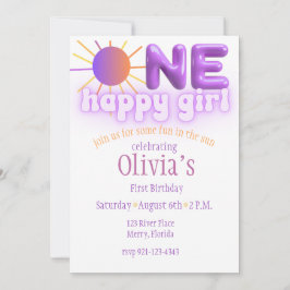 Convites Uma garota feliz, tema do sol Convidações de anive