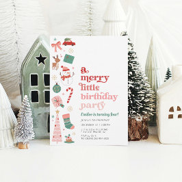 Convites Uma Garotinha de Festa de Aniversário de Natal Fel