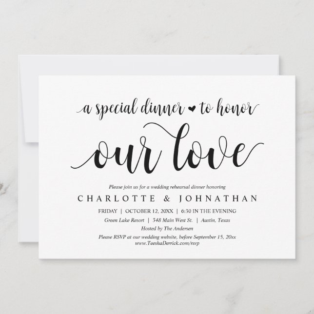 Convites Uma Janta Especial Para Honrar Nosso Amor, Ensaio (Frente)