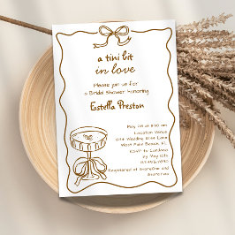 Convites Uma Mão Marrom Tini Desenhou Chá de panela Martini