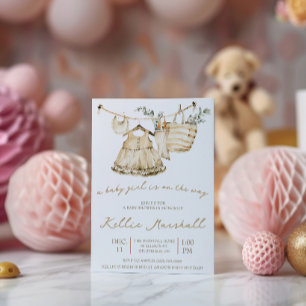 Convites Uma Menina a Caminho! Linha de Roupas Baby Shower