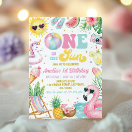 Convites Uma Menina ao Sol Festa na Piscina Aniversário de 