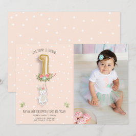 Convites Uma Menina de Convocação de Aniversário Coelhinha