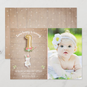 Convites Uma Menina de Convocação de Aniversário Coelhinha