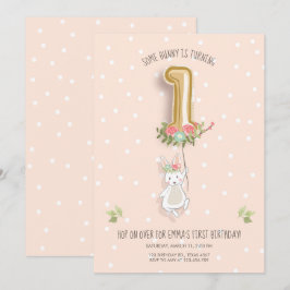 Convites Uma Menina de Convocação de Aniversário Coelhinha