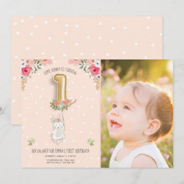 Convites Uma Menina de Convocação de Aniversário Coelhinha