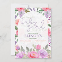 Uma Menina Doce Roxo e Chá de fraldas Floral Rosa