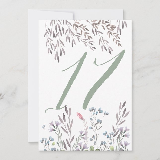 Convites Uma Mesa de Casamento de Flores Silvestres Nº 17 D (Frente)