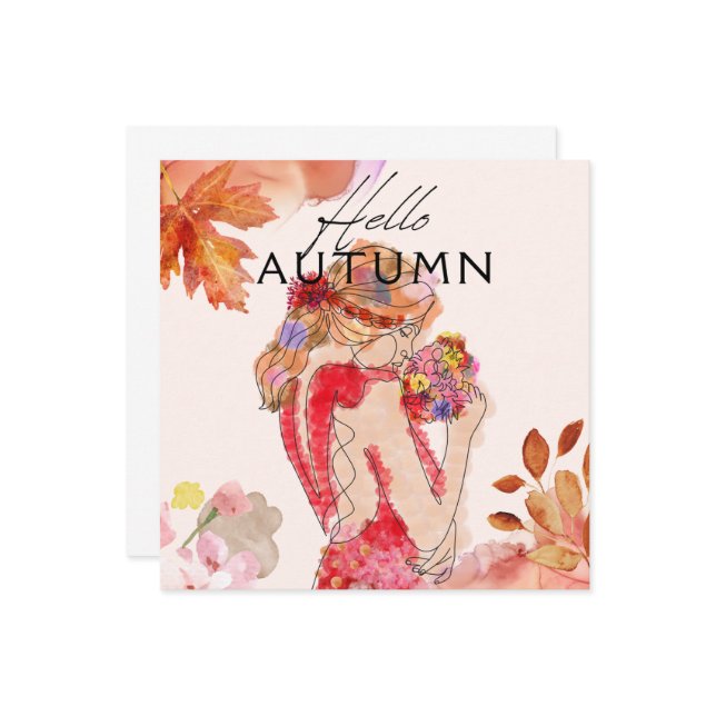 Convites Uma mulher segurando um buquê de cores de queda (Frente/Verso In Situ)