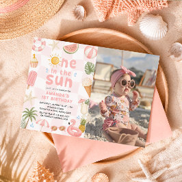 Convites Uma na Festa de Aniversário de Verão na Praia ao S