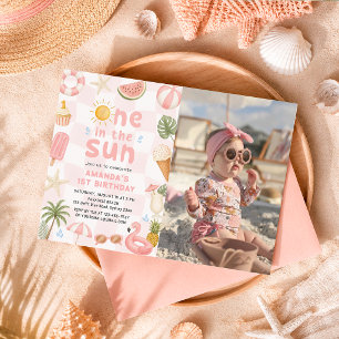 Convites Uma na Festa de Aniversário de Verão na Praia ao S