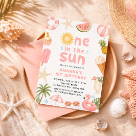 Convites Uma na Festa de Verão na Praia de Sol 1º Aniversár