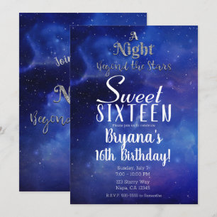Convites Uma Noite Além das Estrelas Festa Sweet 16 Estrela