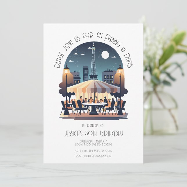 Convites Uma Noite Em Paris (Em pé/Frente)