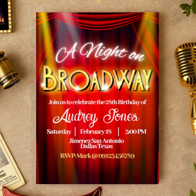 Convites Uma noite na Broadway (A Night on Broadway Invitation)