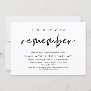 Convites Uma Noite Para Lembrar, Janto De Ensaio De Casamen