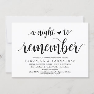 Convites Uma Noite Para Lembrar, Janto De Ensaio De Casamen