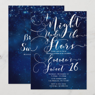 Convites UMA NOITE SOB AS ESTRELAS Céu Azul Estrelado Sweet