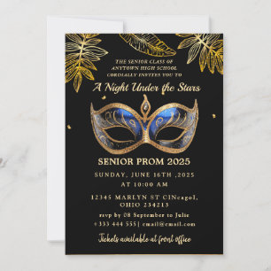 Convites Uma noite sob o Baile de formatura Dourado das est