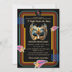 Convites Uma noite sob o Baile de formatura Dourado das est