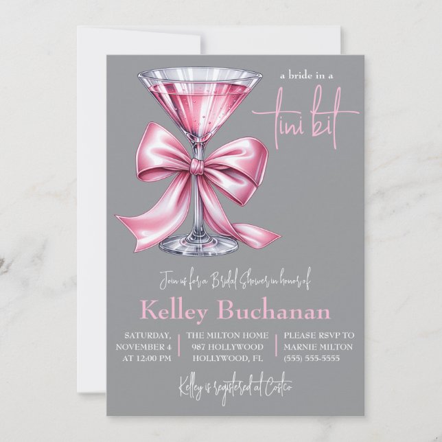 Convites Uma noiva em um poço Tini, Chá de panela Martini R (Frente)