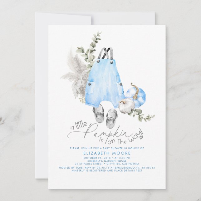 Convites Uma Pequena Abóbora Está A Caminho Do Chá de frald (Frente)