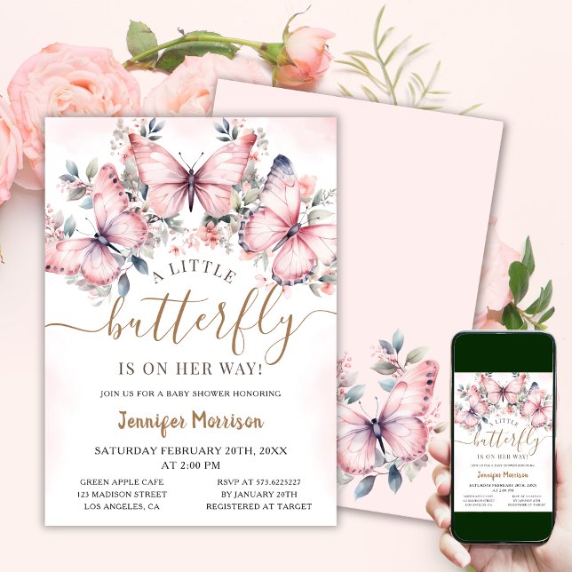 Convites Uma Pequena Borboleta | Chá de fraldas de borbolet (Criador carregado)