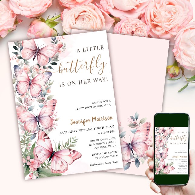 Convites Uma Pequena Borboleta Está A Caminho Dela! Chá de  (Criador carregado)