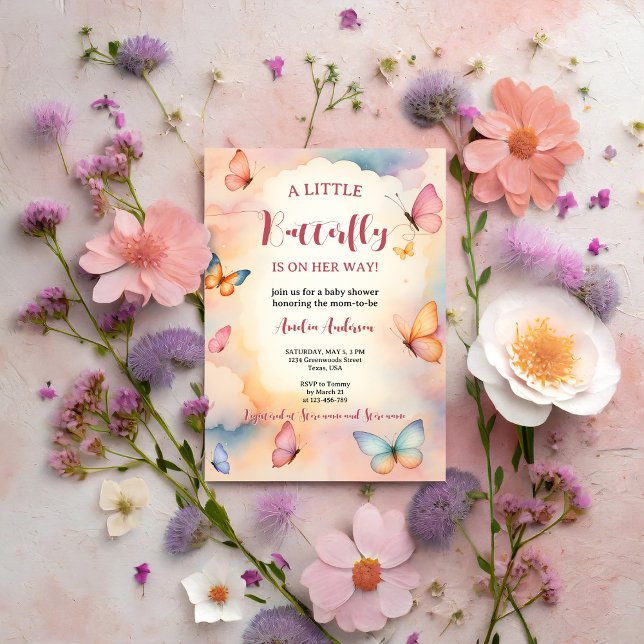 Convites Uma Pequena Borboleta Está A Caminho Do Chá de fra (Criador carregado)