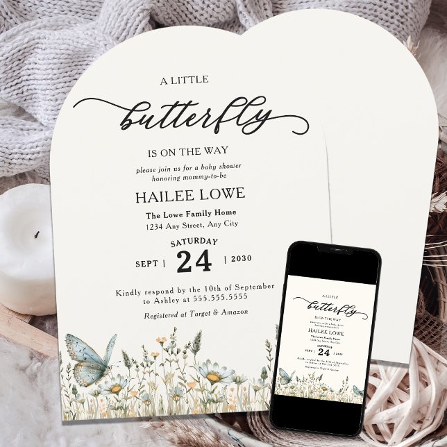 Convites Uma Pequena Borboleta Está A Caminho Do Chá de fra (Criador carregado)