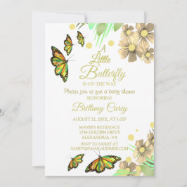 Convites Uma Pequena Borboleta Está No Caminho Bebê Floral