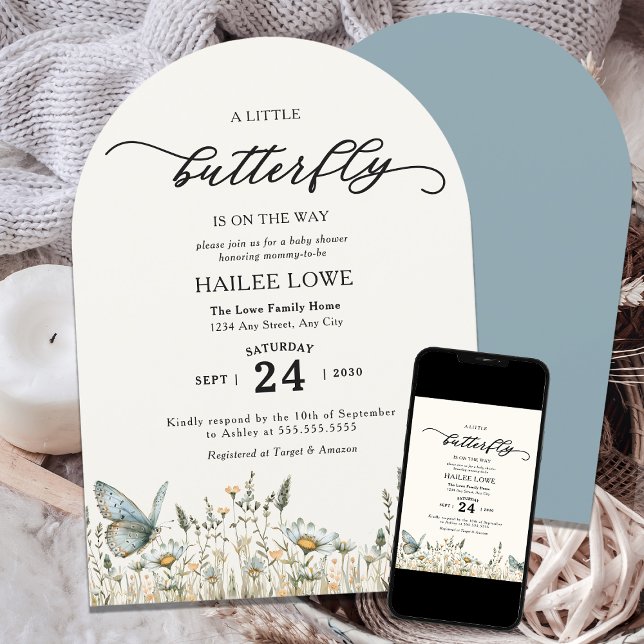 Convites Uma Pequena Borboleta Está No Caminho Chá de frald (Criador carregado)