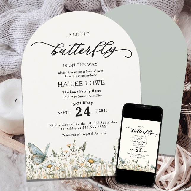 Convites Uma Pequena Borboleta Está No Caminho Do Chá de fr (Criador carregado)