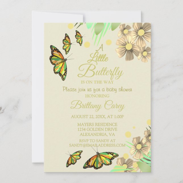 Convites Uma Pequena Borboleta Está No Caminho Do Trigo De  (Frente)