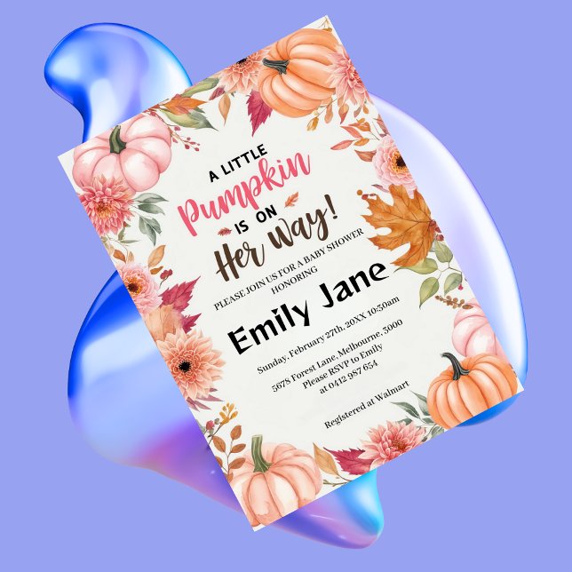 Convites Uma Pequena Chá de fraldas De Abóbora (Criador carregado)