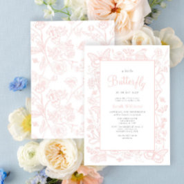 Convites Uma Pequena Chá de fraldas de Garota Rosa Vintage