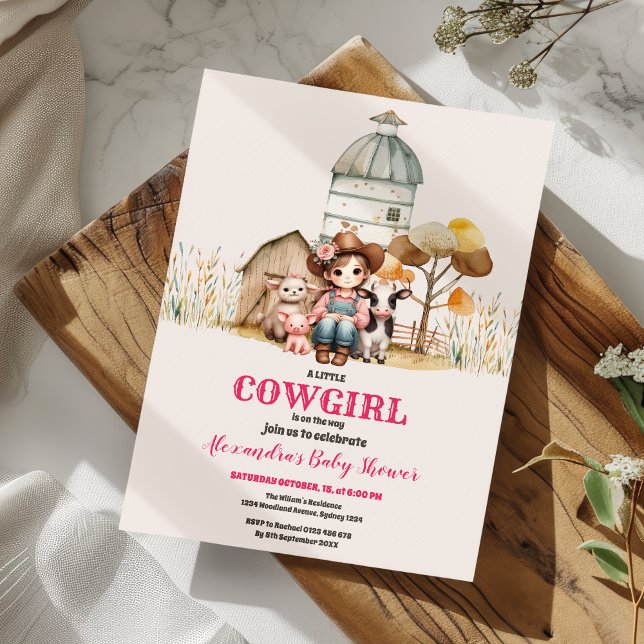 Convites Uma Pequena Cowgirl Está A Caminho! Chá de fraldas (Criador carregado)