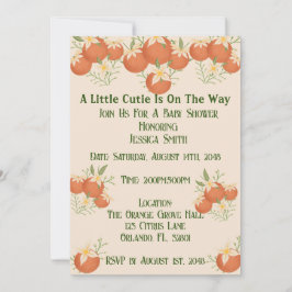 Convites Uma pequena cruz está a caminho - Flor Laranja