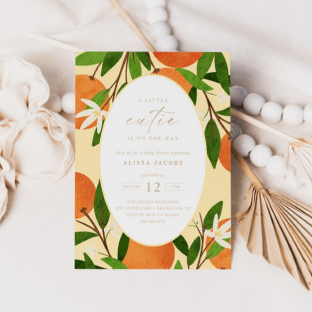 Convites Uma Pequena Cutie | Chá de fraldas neutro amarelo  (Criador carregado)