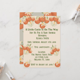 Convites Uma Pequena Cutie está no caminho - Laranja Flor-P
