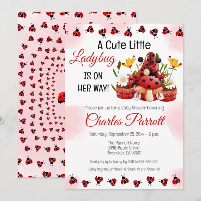 Convites Uma Pequena Damibuta Bonita Está A Caminho Do Chá  (Frente/Verso)