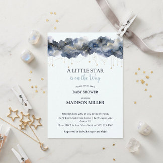 Convites Uma Pequena Estrela Chuva de Bebê Marinha Celestia