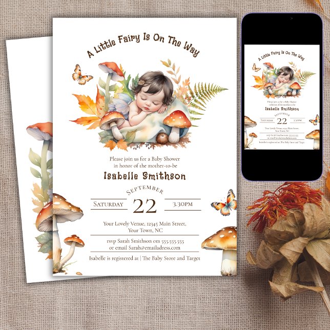 Convites Uma Pequena Fada Está A Caminho Do Chá de fraldas  (Criador carregado)