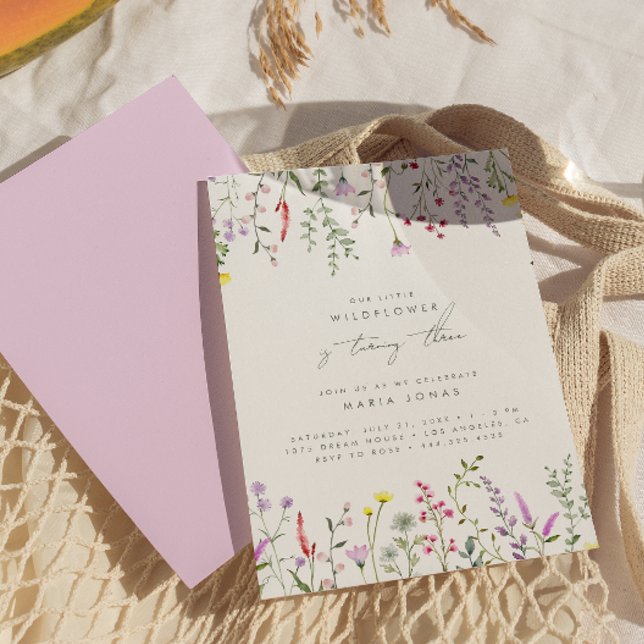 Convites Uma Pequena Festa de aniversário Floral De Girasso (Criador carregado)